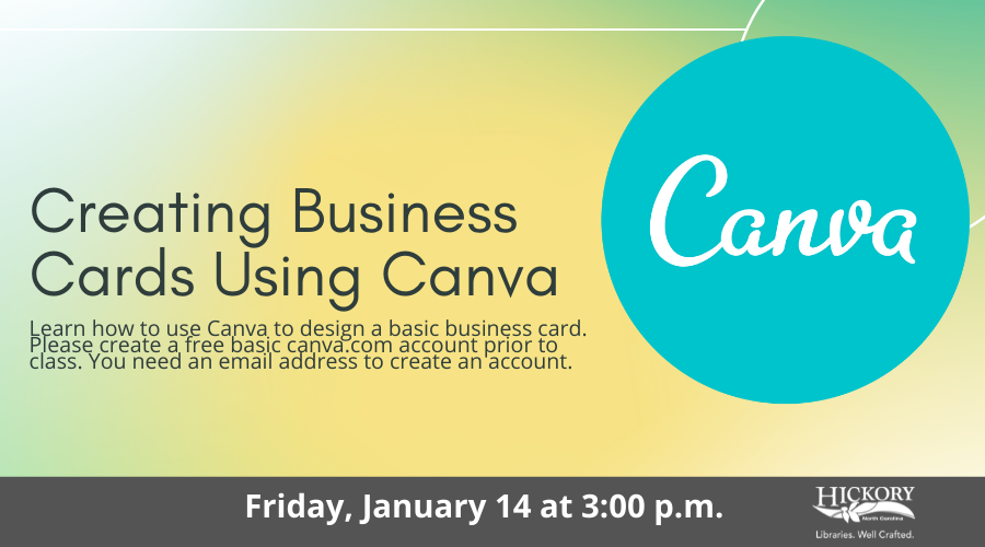 flyer for class about creating business cards using Canva
