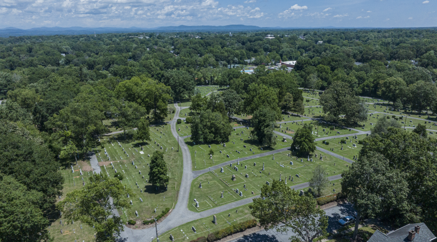 Aerial view of Oakwood Cemetery