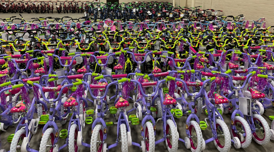 bicycles assembled for Bikes for Tykes program