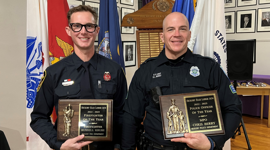 Exceptional Firefighter of the Year Russell Kruse and Exceptional Police Officer of the Year Chris Berry