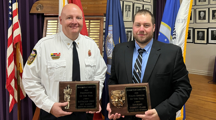 Battalion Chief Jeff Kanupp and Sergeant Garrett Clark with their awards