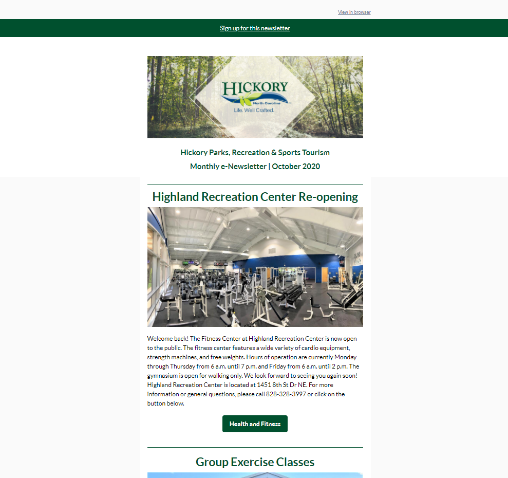Parks, Recreation & Sports Tourism e-Newsletter