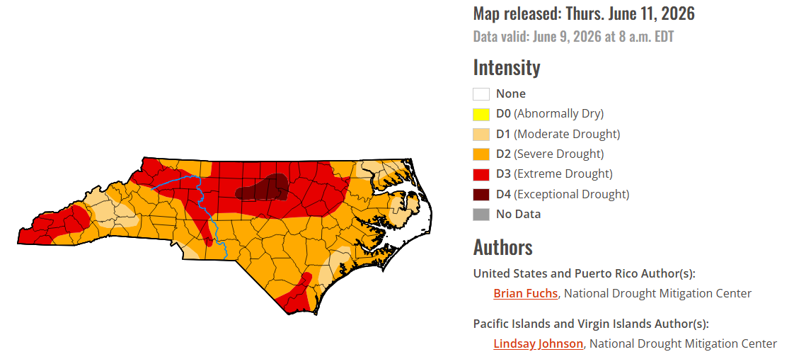 US Drought Monitor Map of North Carolina