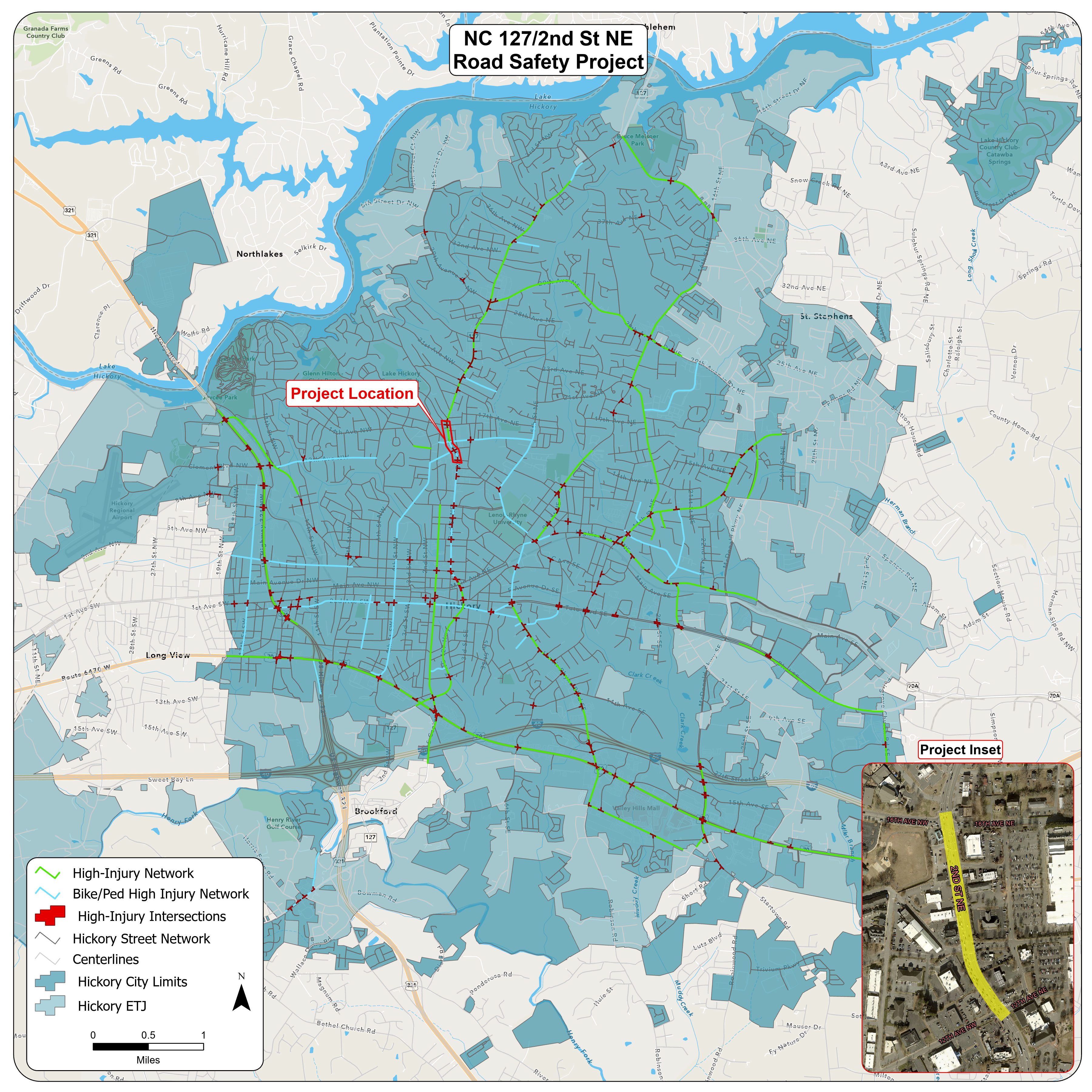 road map of Hickory