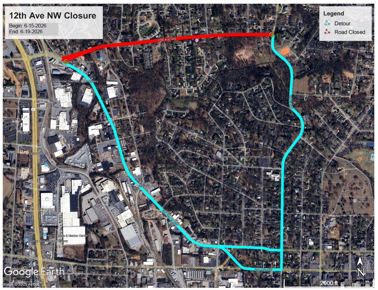 12th Ave NW detour map