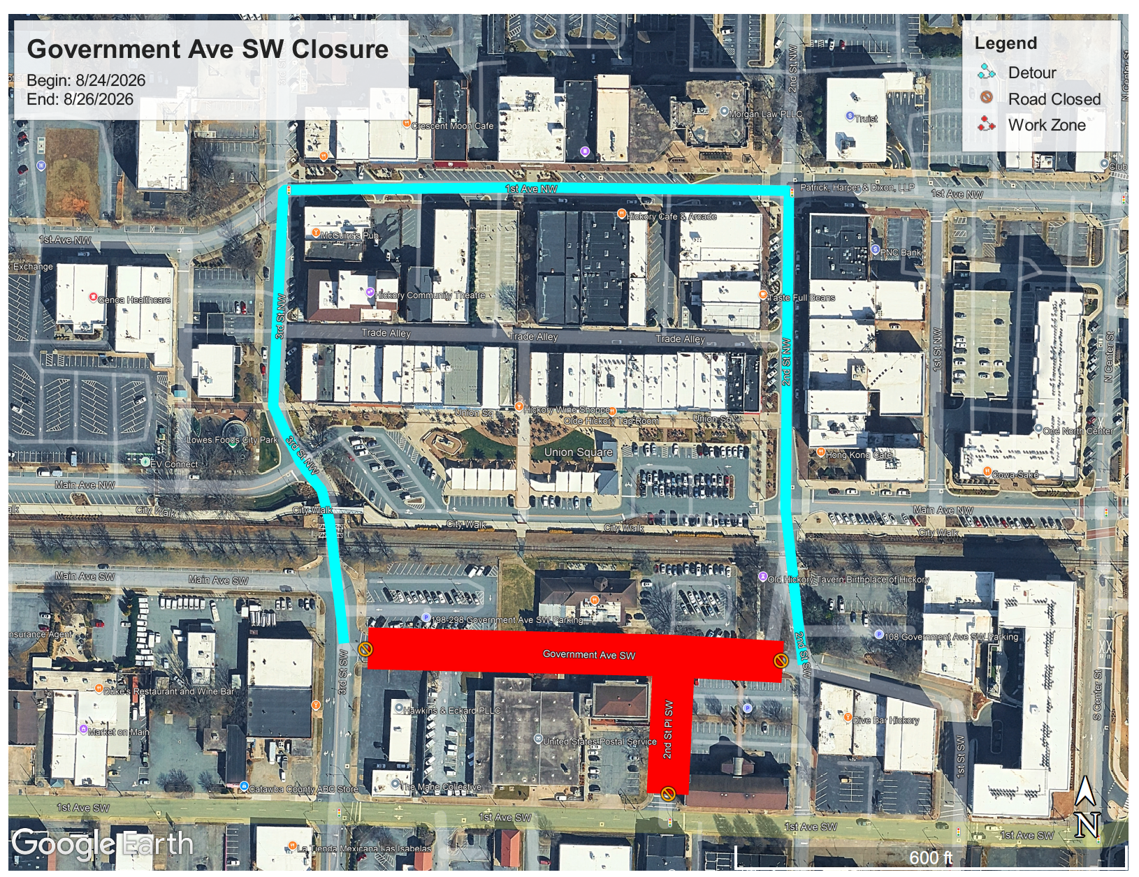 detour map for Government Avenue SW closure