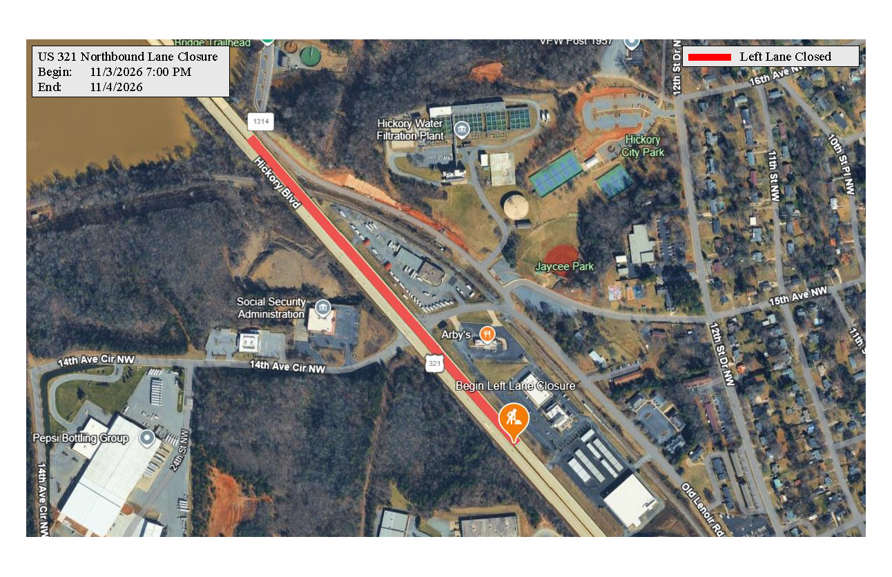 US 321 lane closure map