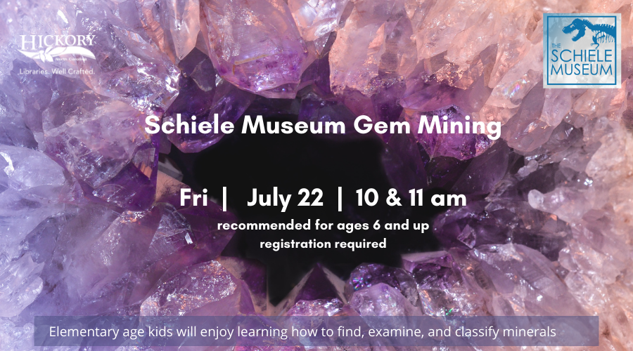 Schiele Museum Gem Mining Fri, July 22, 10 & 11 am