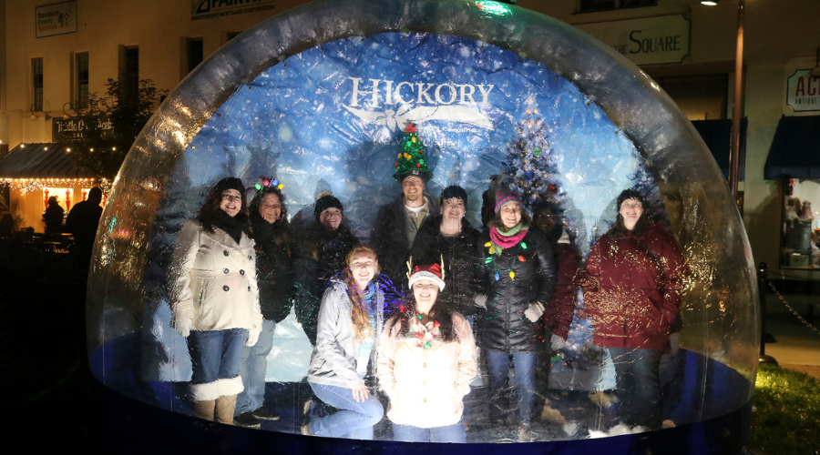 people in Hickory snow globe