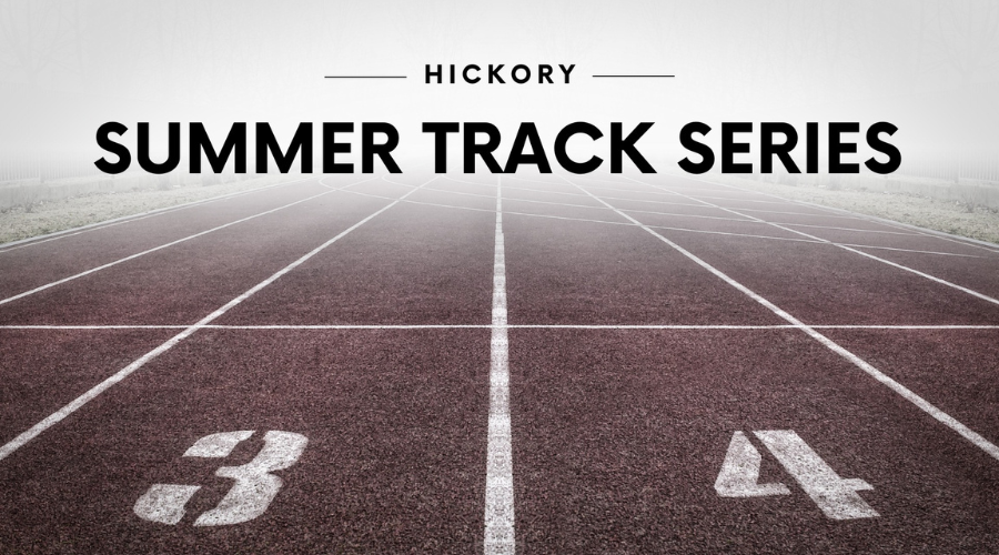 image of a running track with the words Hickory Summer Track Series
