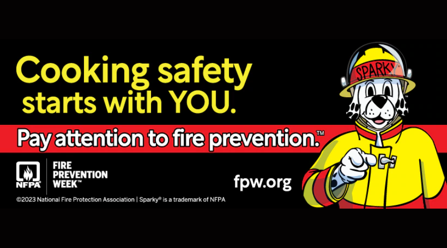 Photo of Sparky and Fire Prevention Week theme