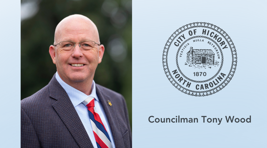 Photo of Councilman Tony Wood with City seal and text Councilman Tony Wood