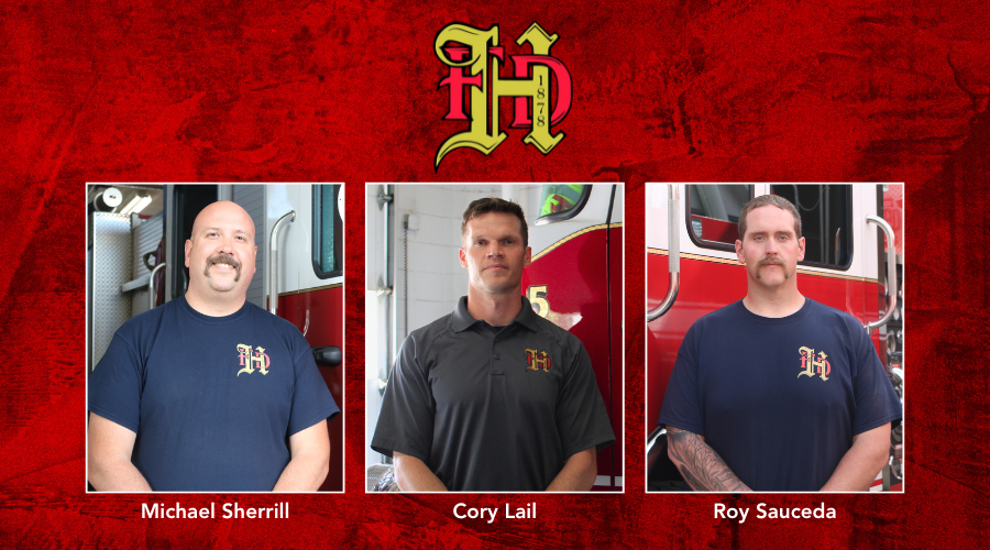 photos of firefighters Sherrill, Lail, and Sauceda