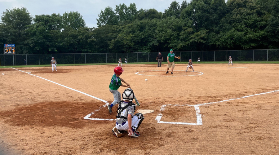 Youth baseball player at bat