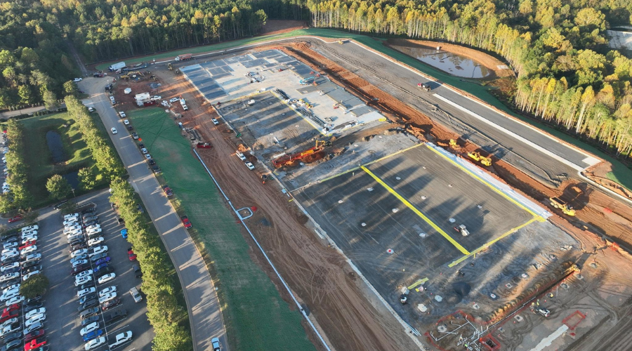 Aerial view of expansion construction for US Conec