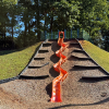 Orange hillside slide at Kiwanis Park
